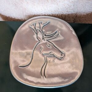 Vtg Hoselton Aluminum Engraved Trinket Dish